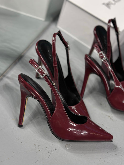 JOLIE Bordo Rugan Taşlı Tokalı Stiletto